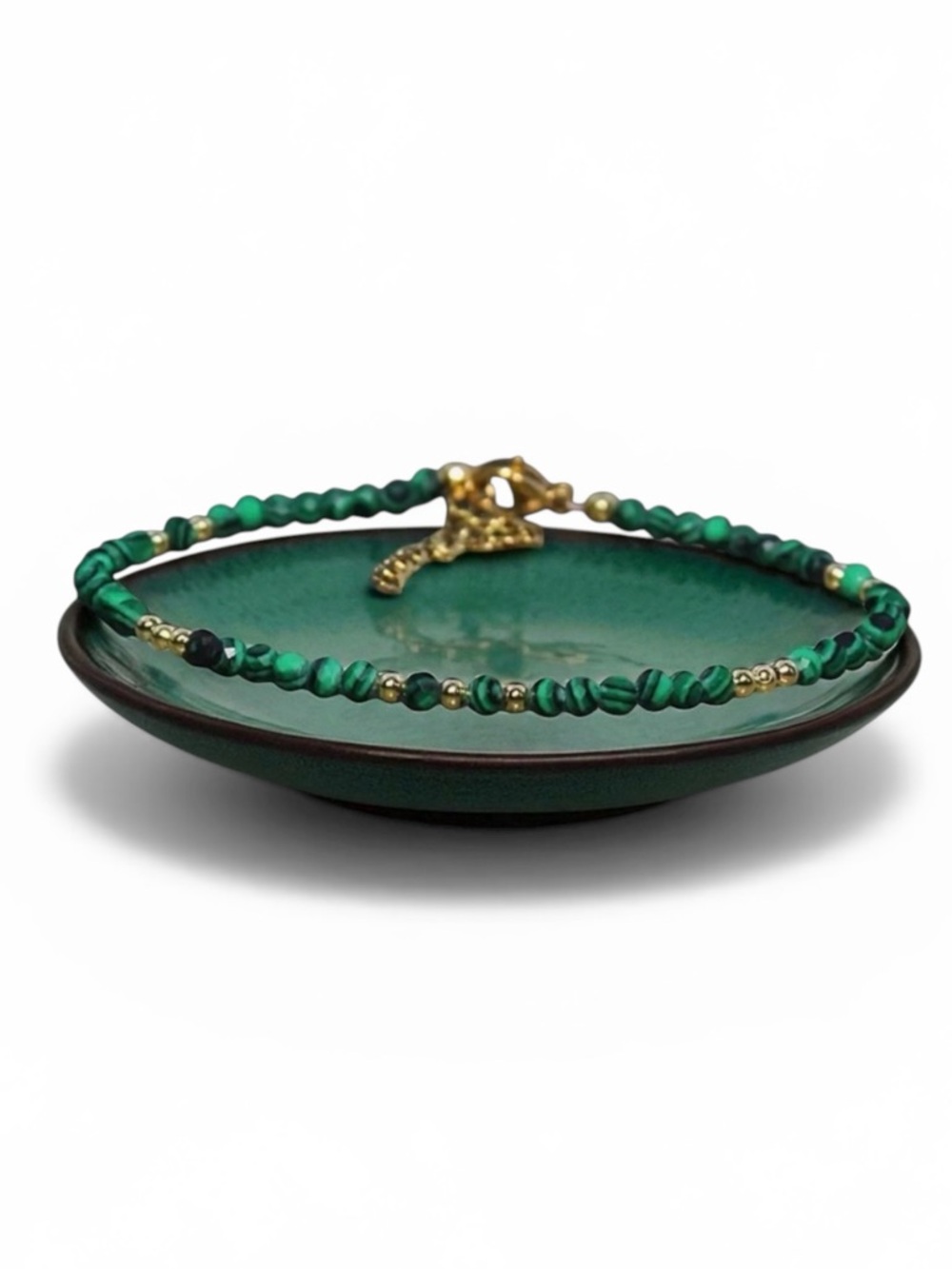 Malachite Gold Beaded Bracelet. New.